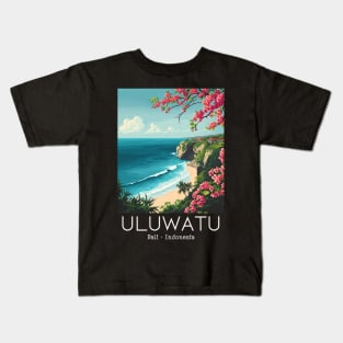 A Vintage Travel Illustration of Uluwatu - Bali - Indonesia Kids T-Shirt